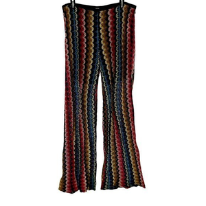 Trina Turk Penelope Wide Leg Pants Boho Beach Summer Vacation Multicolor Crochet